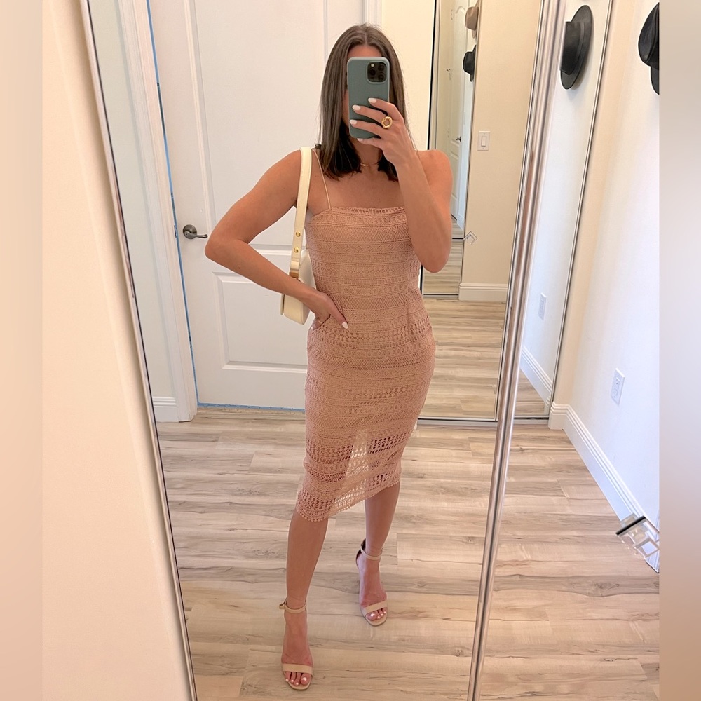 Hello Molly Pink Crochet Midi Dress